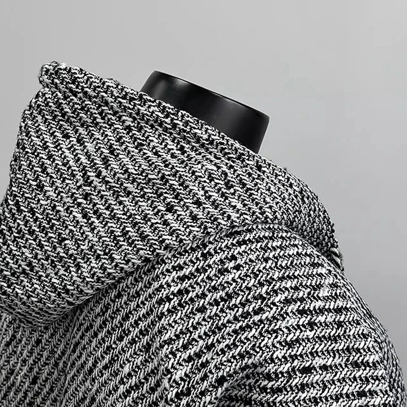 New Autumn Men Textured Hooded Sweatshirt Jacket Light Luxury Harajuku Zip-up Leisure Fashion Long Sleeve Hoodie Crop Coat M-2XL voguable