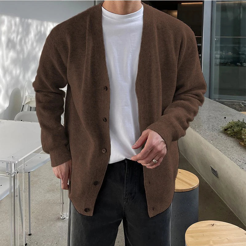 Autumn Fashion Men Luxury Knitted Sweater Coats Trendy Korean Popular V Neck Long Sleeve Cardigan Jacket Casual Stylish Knitwear voguable