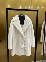 Max Short Teddy Coat 62% Alpaca 26% Wool 12% Silk Coat Winter Thicken Women's Coat voguable