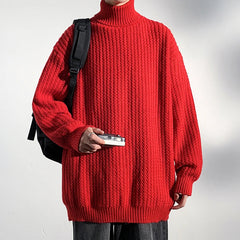 Voguable  Men's Sweaters High Necked Pullovers Autumn Winter New Styles Men's Solid Color Knitted Sweaters Business Casual Sweater voguable