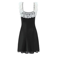 Romantic Girl Lace Spliced Sexy Off Shoulder Dress Women Short Sleeve Slim A-line Mini Dresses Summer Robe voguable