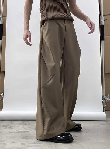 Voguable New Stylish Elegant Solid Color Suit Pants Men's 2024 Designer High Quality Loose Wide Leg Pleat Straight Trousers voguable