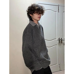 Winter Lapel Sweater Men Warm Fashion Casual Knitted Pullover Men Korean Loose Long Sleeved Sweater Mens Jumper Clothes M-2XL voguable