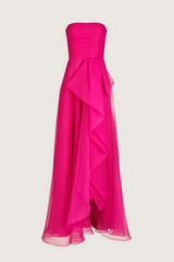 Voguable   Red Off Shoulder A-line Prom Dress Sexy Side High Split High-low Strapless Tulle voguable