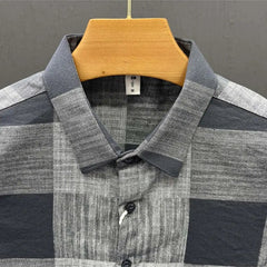 Voguable  Boyfriend Summer New Patchwork Square Collar Button Print Plaid Slim Fit Fashion Comfortable Casual Short Sleeved Shirts voguable
