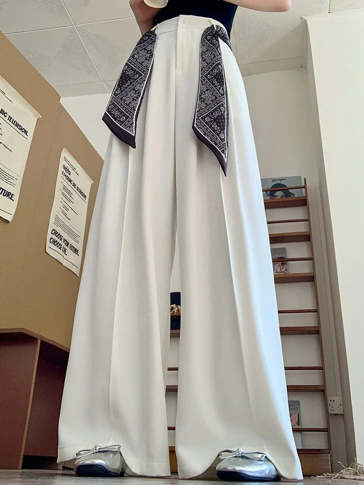 Chic Lace Up Suit Wide Leg Pant Women Elegant Loose High Waist Bow Trousers Korean Fashion Female Casual Sweet Pants New voguable