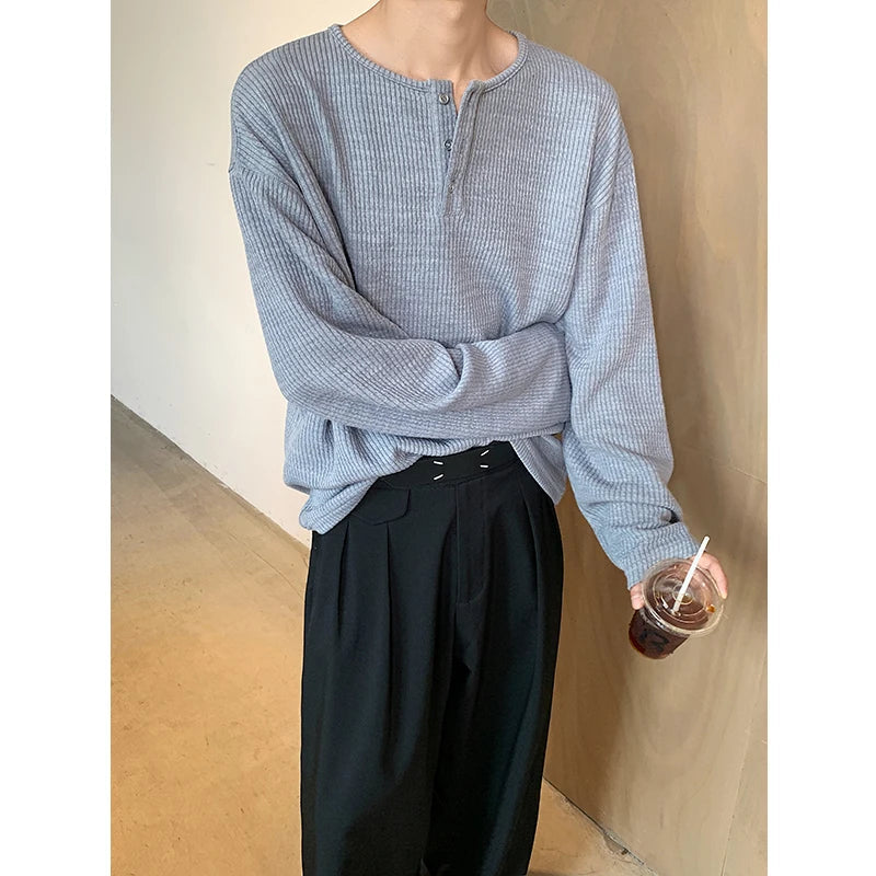 Autumn Long Sleeved T-shirt Men Fashion White Casual T Shirt Men Oversized Streetwear Korean Loose Pullover T Shirt Mens Top voguable