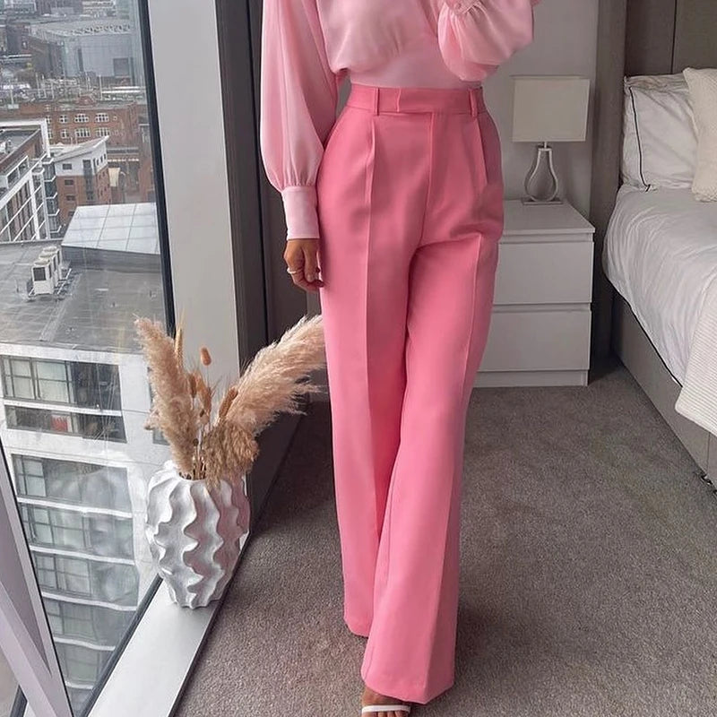 Ardm High Waisted Casual White Trousers Women Brown Stright Pants Office Lady Korean Style Women  Pantalones voguable