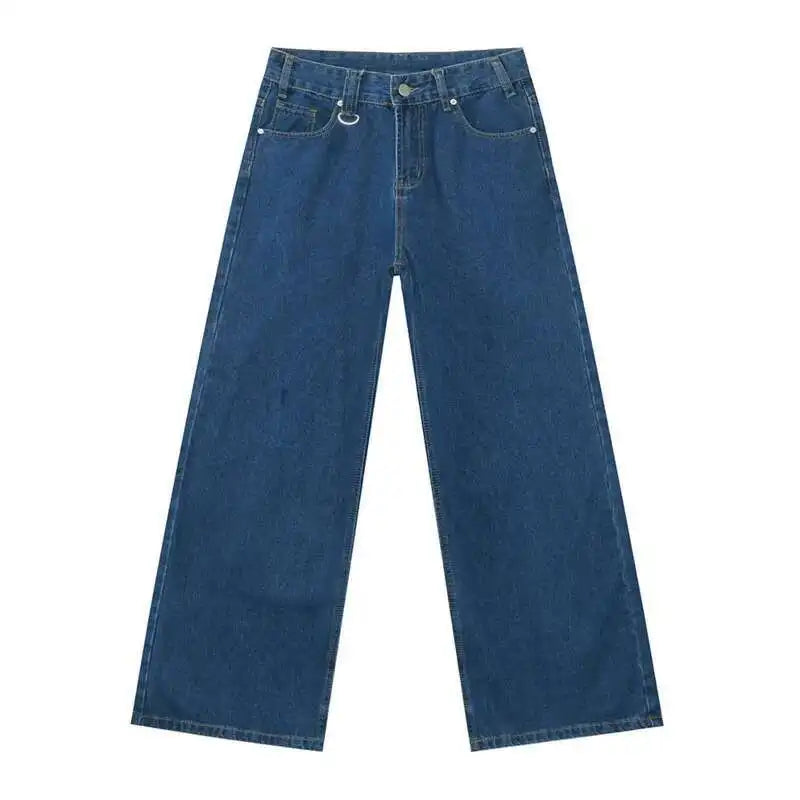 Vintage Camouflage Men's Jeans Fashion Washed Casual Wide Leg Denim Pants Autumn Winter Loose Male Trousers Old Blue 9C354 voguable