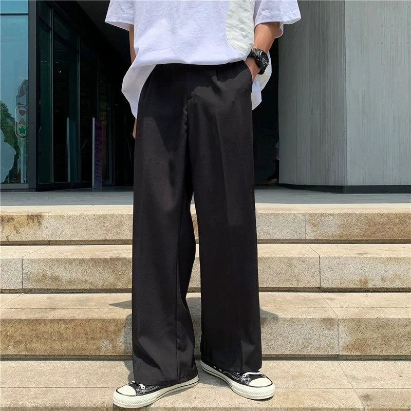 New Japanese Retro Male Suit Pants Light Luxury Straight Draped Button-down Business Casual Pants Premium Slim Elegant Trousers voguable