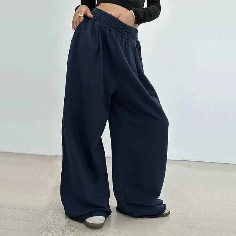 100% Cotton Loose Wide Leg Pants Women Fall Fashion Japanese High Waist Drawstring Casual Sweatpants Y2K Hip Hop Streetwear New voguable