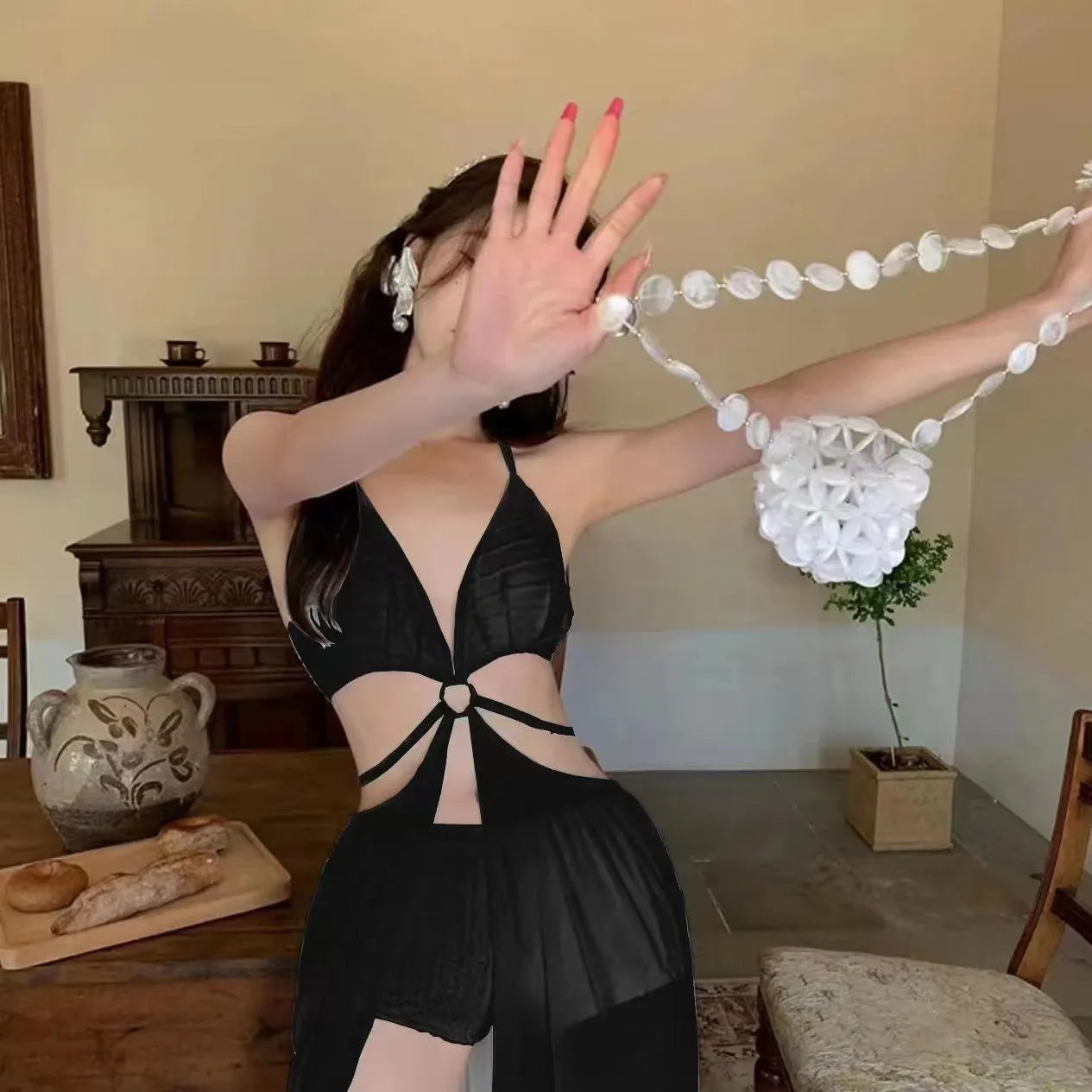 Elegant Sexy Swimsuit Women Beach Holiday Wear Bikini Korean Fashion Hot Spring Swimwear White Girls Monokini Summer