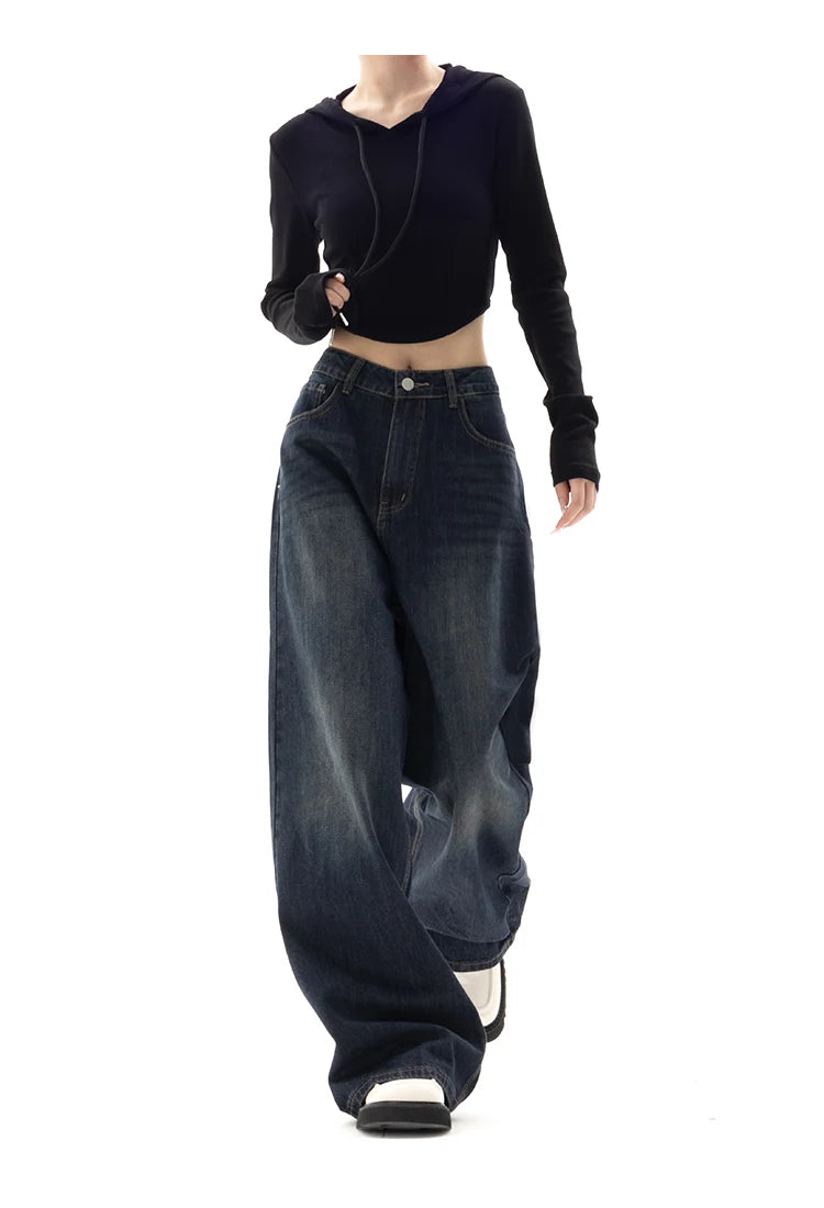 Y2K Vintage High Waist Harajuku Loose Jeans Pants Korean Fashion Women's Grunge Wide Leg Oversized Denim Trouser Female Clothes voguable