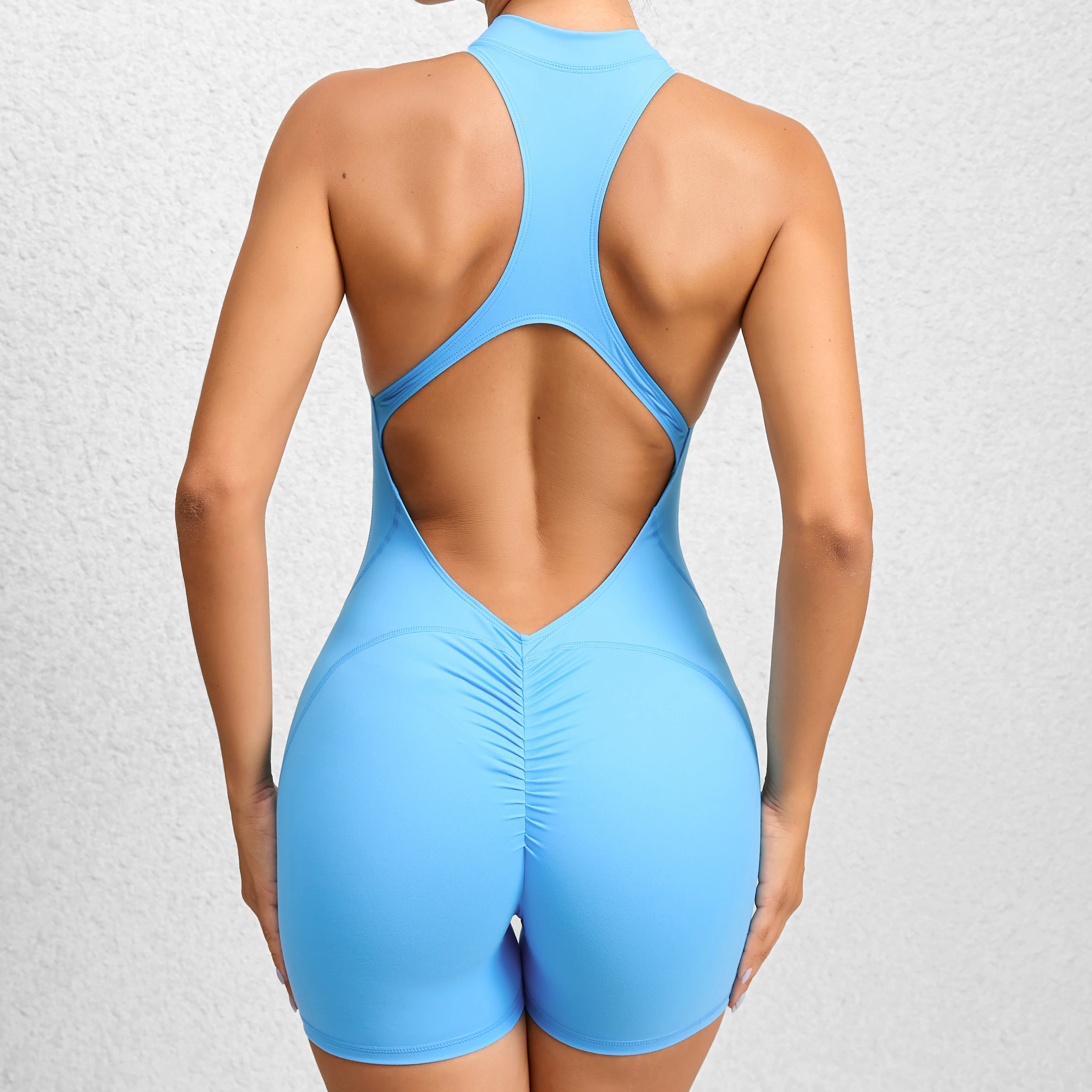 Voguable  Women V Backless Jumpsuit Workout Bodysuit Sleeveless Gym Bodycon Sportswear Fitness Yoga Suit One Piece Outfit voguable