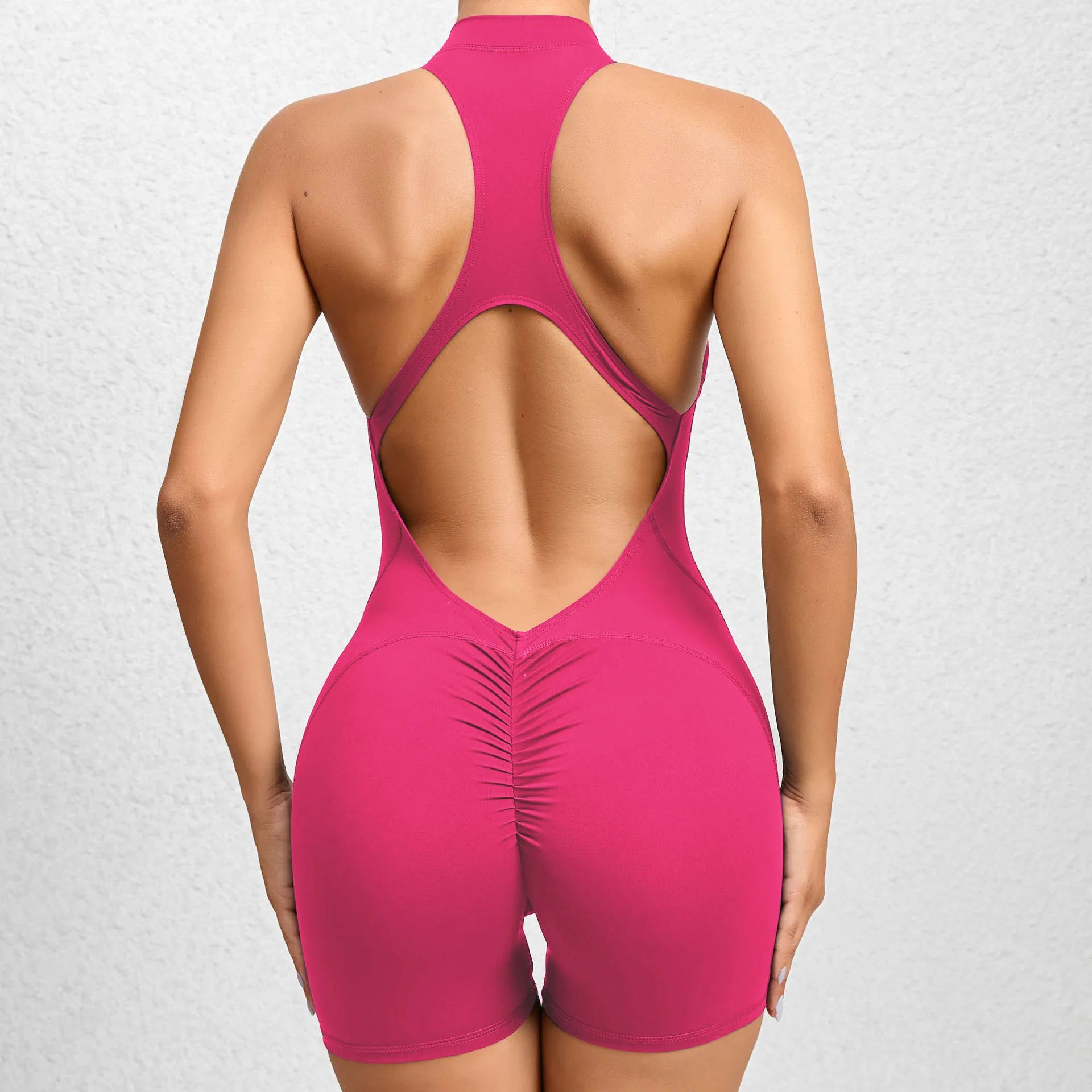 Voguable  Women V Backless Jumpsuit Workout Bodysuit Sleeveless Gym Bodycon Sportswear Fitness Yoga Suit One Piece Outfit voguable