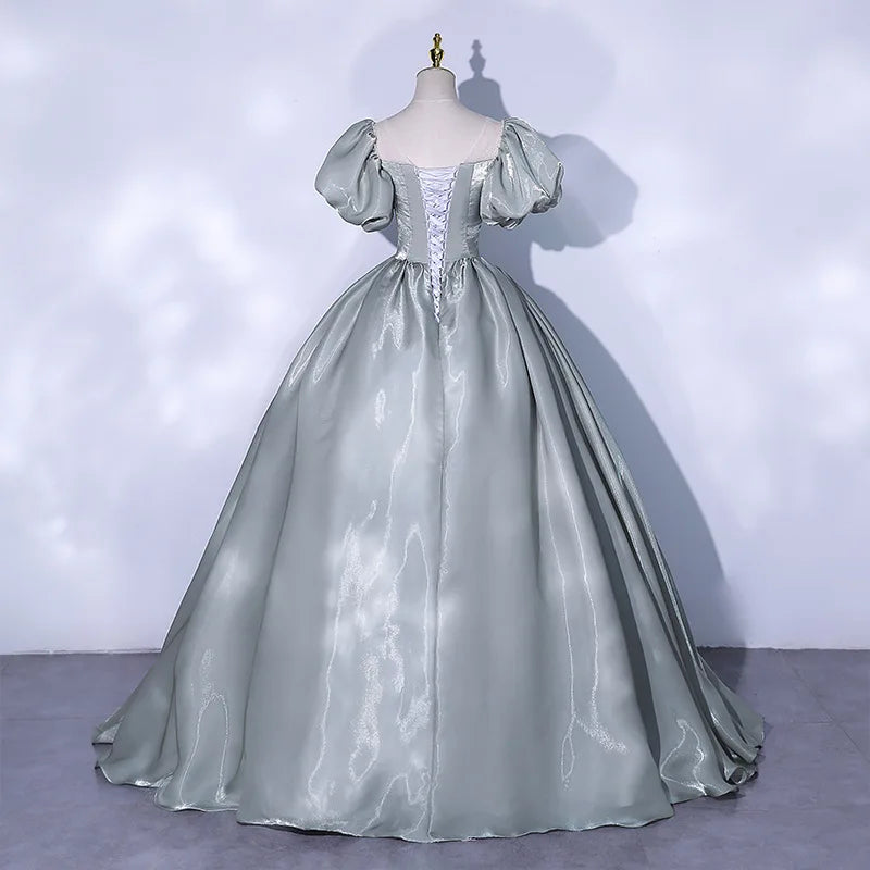 Voguable  Puff Sleeve Evening Dress Princess Dress Temperament Bride Simple Wedding Dress Host Long Dresses Wedding Dresses for Women voguable