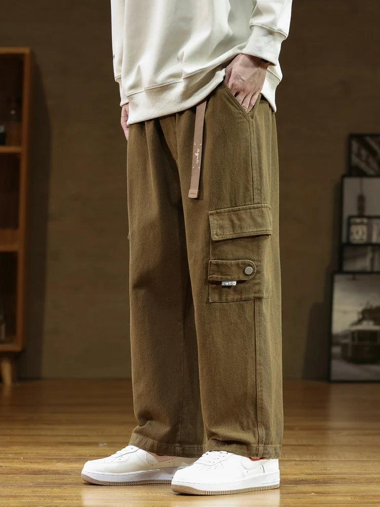 Autumn New Cargo Pants Men Multi-Pockets Cotton Casual Wide Pants Male Workwear Loose Straight Trousers Big Size 7XL 8XL voguable