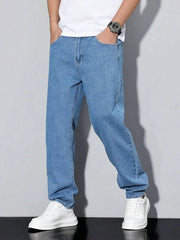 Voguable  Men's straight-leg skinny jeans, straight and simple design, suitable for daily wear in all seasons voguable
