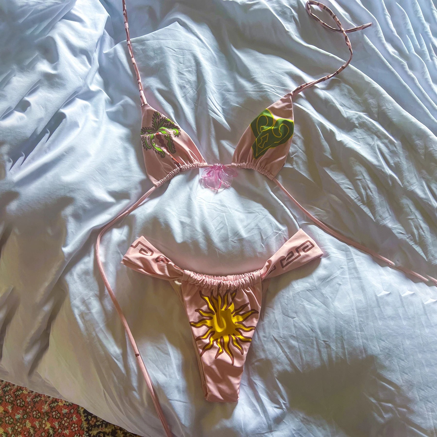 Pink Floral Bikini Sexy Swimsuit Women Push Up Swimwear Female Mirco Biquini Halter Bathing Suit Monokini Bodysuit Beachwear voguable