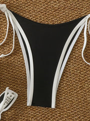 Voguable  Sexy White Black Patchwork Micro Bikini Women Halter Push Up Bra Bandage Thong Swimsuit  Bathing Suit Holiday Pool Swimwear voguable