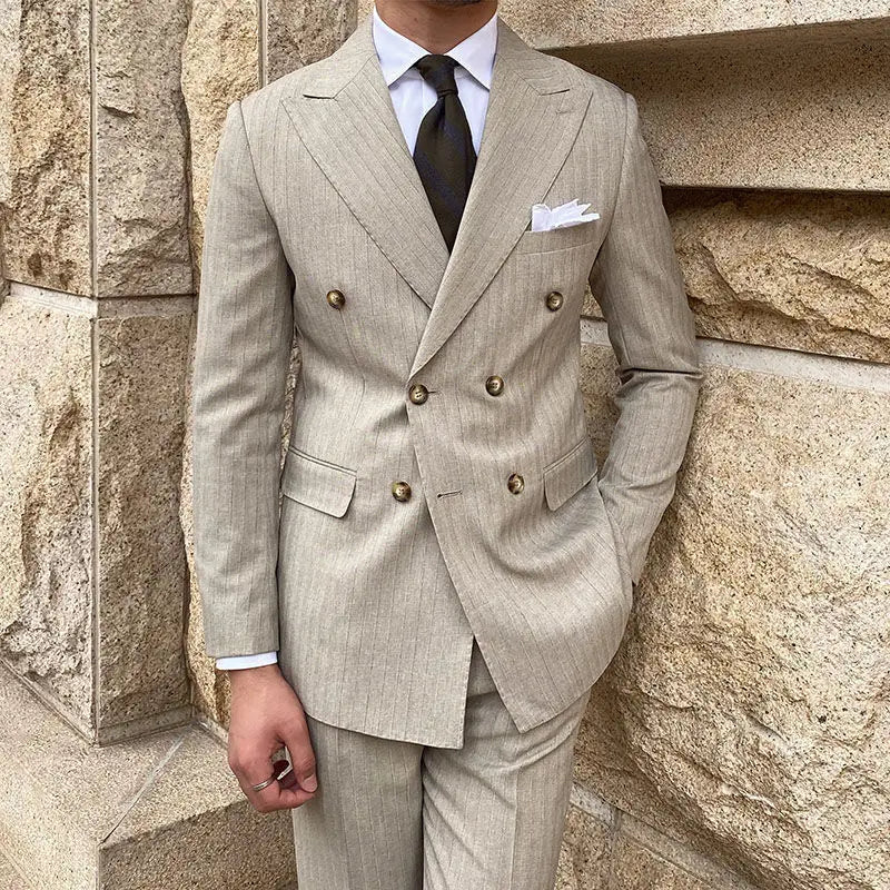 Voguable  7XL-XS (Jacket + Pants) Italian Style Luxury Striped Men Party Tuxedos Fashion Men's Wedding Social Slim Fit Suit 2 Piece Set voguable
