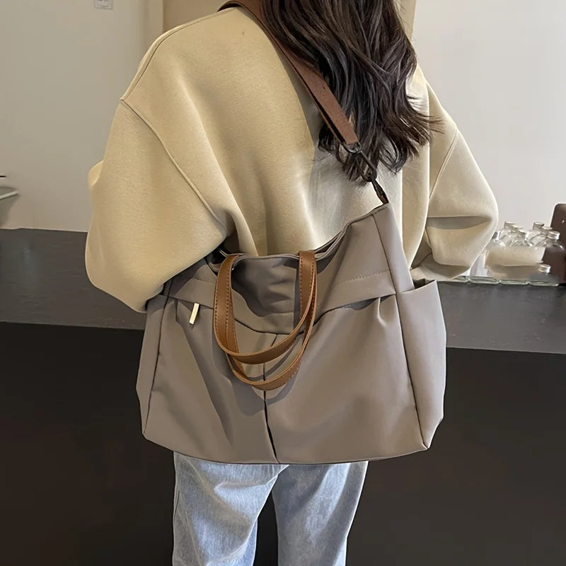 Stylish Nylon Women Tote Bag Shoulder Bag Featuring Two Pockets Large Capacity Commuting Handbag voguable