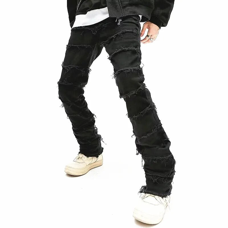 Grunge Clothes Y2K Streetwear Black Slim Stacked Jeans Pants For Men Kanye Hip Hop Women New Long Trousers Vetements Homme voguable
