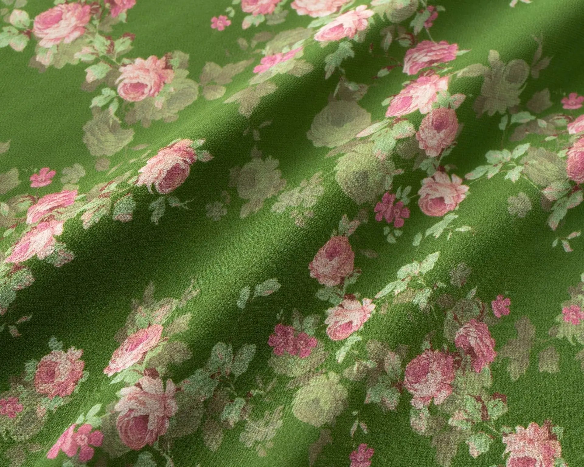 Green Pink Floral Print Women Dress For Summer 2025 New V-neck Chiffon Long Dresses Fashion High Waist Vacation Beach Vestidos voguable