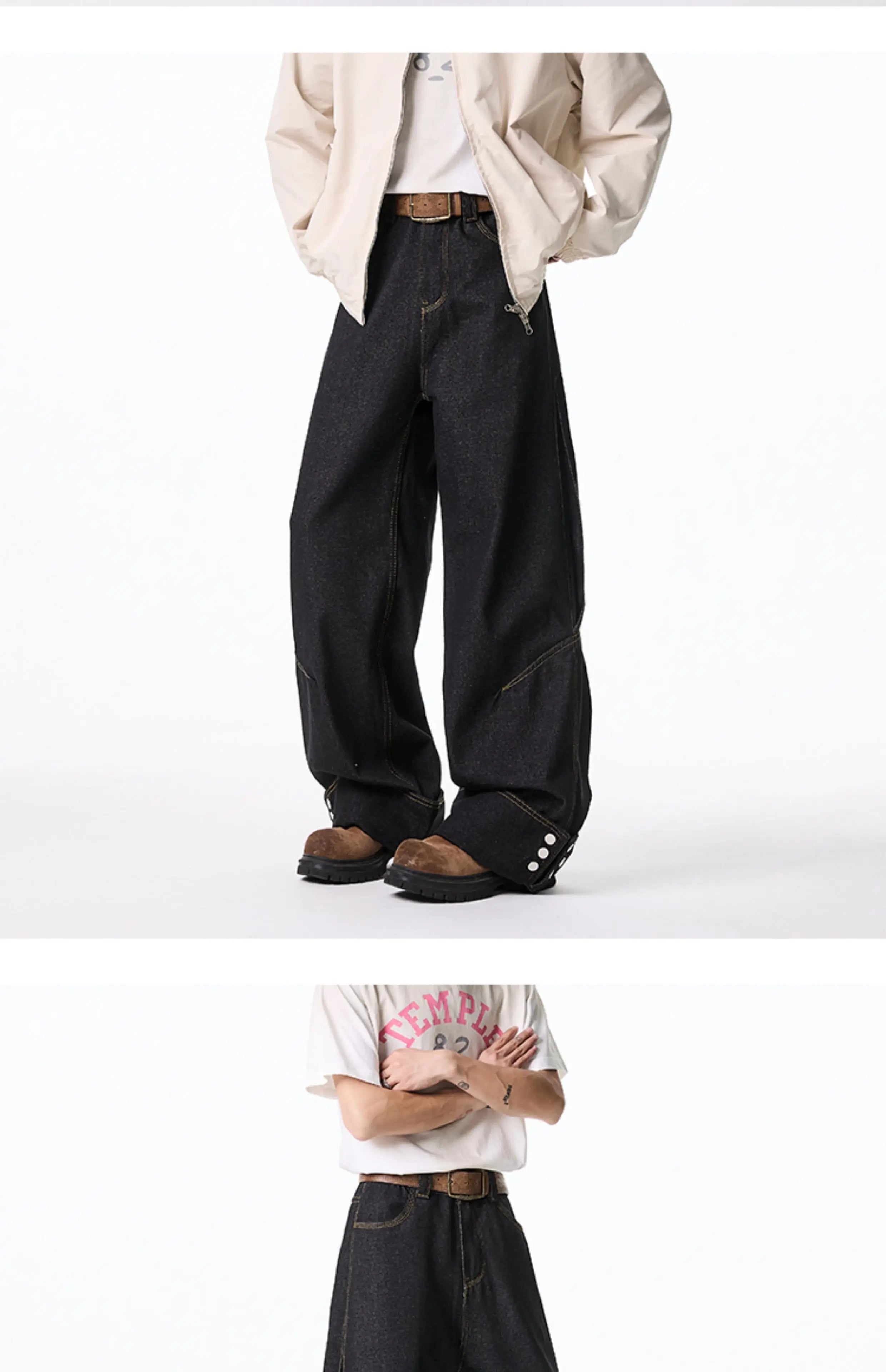 Floor jeans men Wide Leg Denim Pants Baggy Low Waist Boyfriend Jeans Personality design Loose Fit Jeans Cyber Grunge Streetwear voguable