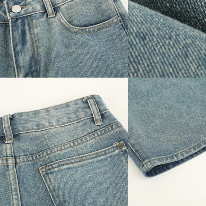Voguable Summer Denim Shorts Men Fashion Retro Blue Denim Shorts Men Streetwear Korean Straight Jeans Men Vintage Jean Shorts M-2XL voguable