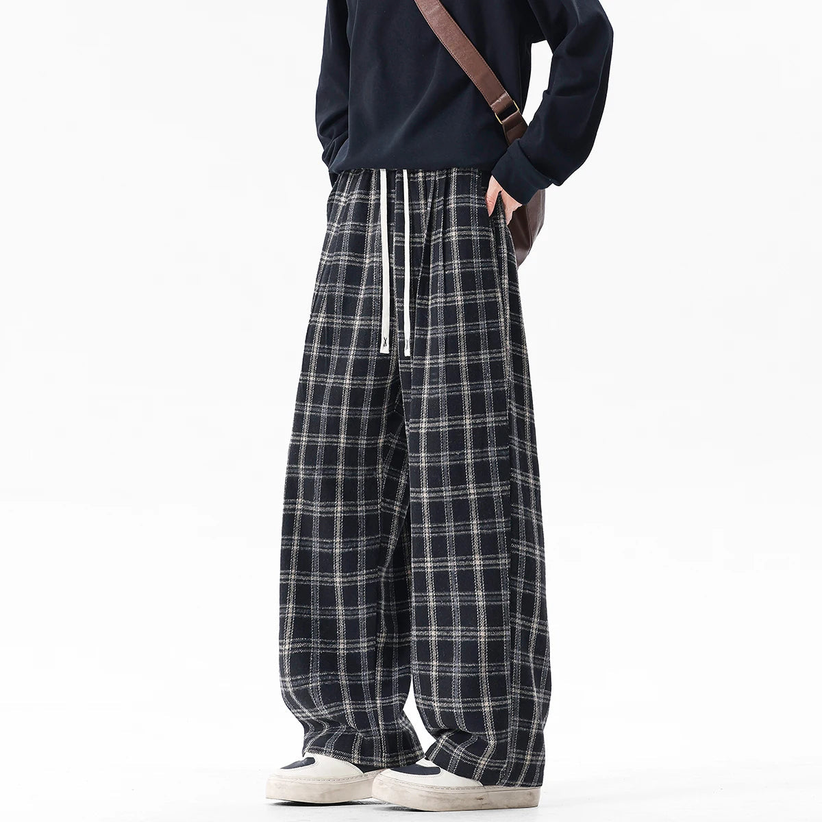 Winter Thick Pants Men Warm Fashion Retro Casual Pants Men Streetwear Hip-hop Loose Wide Leg Pants Mens Vintage Trousers voguable