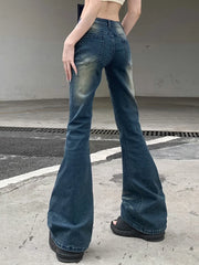 Voguable Vintage Flare Jeans Low Rise Women Sexy Fashion Washed Jean Pants cyber Y2K Grunge Fairycore Denim Trousers Korean voguable