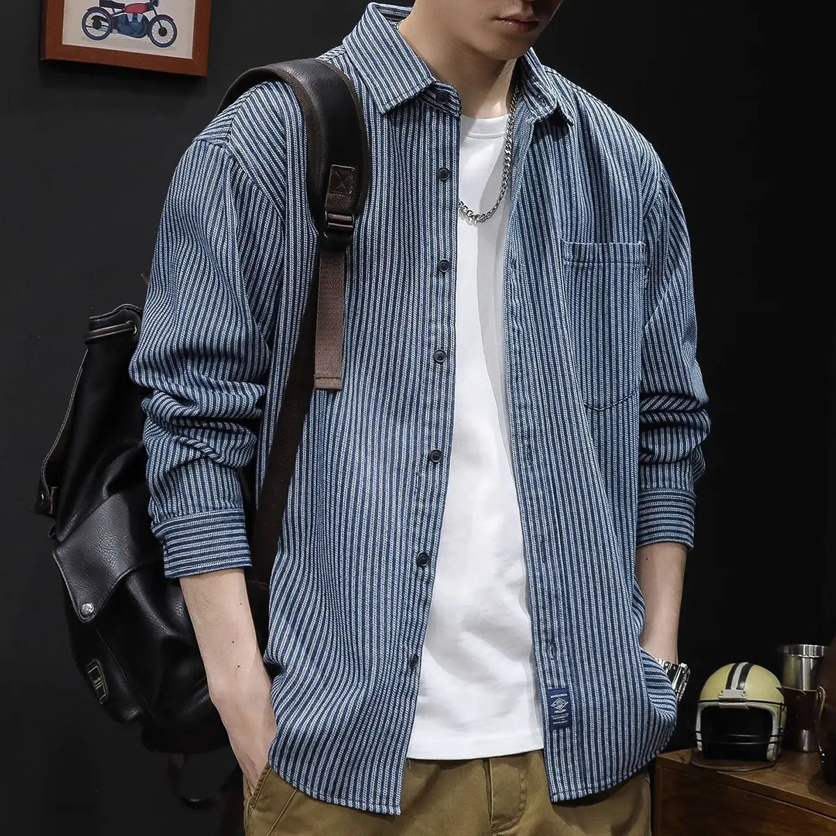 Spring Autumn New Fashion Striped POLO Collar Long Sleeve Blouse Men's Clothing Popularity Korean Casual All-match Trend Shirts voguable