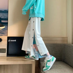 Harajuku Casual Wide Pants Men Streetwear Patchwork Sweatpants Spring Autumn Fashion Ankle-length Trousers For Men voguable