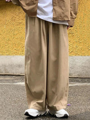 Voguable  Wide Leg Cotton Casual Pants Men Japanese Loose Oversize Straight Ankle-length Long Trousers Korean New voguable