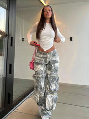 Camouflage Cargo Pants Women Fashion Multiple Pockets Loose Long Pant Femme Street High Waist Jeans Woman Trousers Autumn voguable