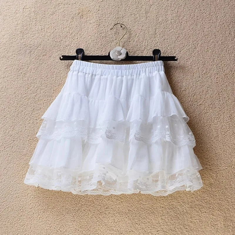 Elastic Gothic Lace Tutu Skirt Women Black Mesh Detail Petticoat Sexy Mini Tulle Skirts Party Club Wear Dancer voguable