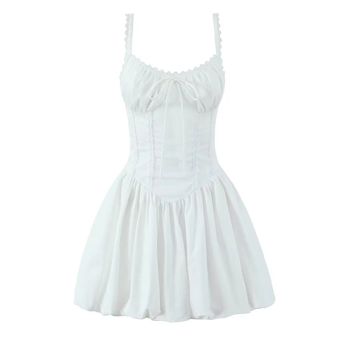 Women Lace Spliced Black White Sling Mini Dresses Sexy Low Waist Cotton Summer Sexy Party Dress Lacing Up Robe