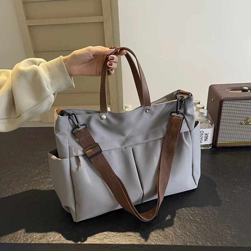 Stylish Nylon Women Tote Bag Shoulder Bag Featuring Two Pockets Large Capacity Commuting Handbag voguable