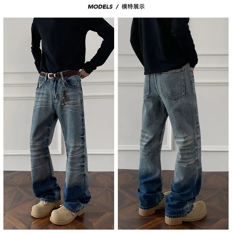 Mens Straight Leg Jeans Business Casual Vintage Blue Denim Pants for Middle Aged Man Classic Fit man trousers voguable