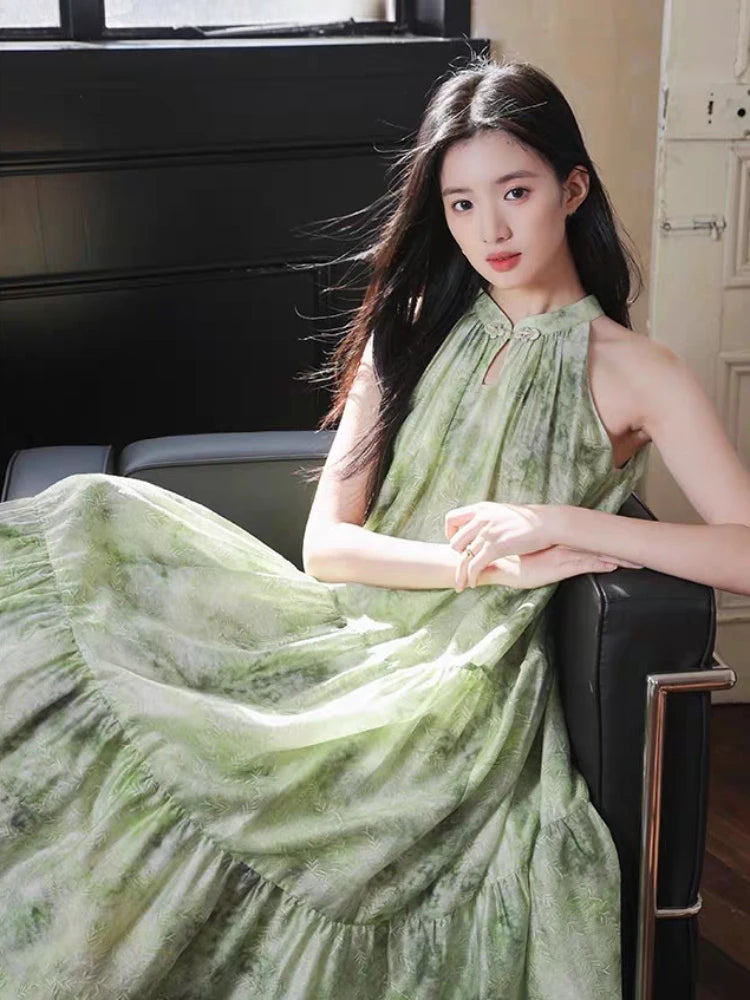 Voguable 2024 Summer Elegant Vintage Dress Women Evening Party Slim French Dress Office Lady Casual Sleeveless Midi Dress Korean Fashion voguable