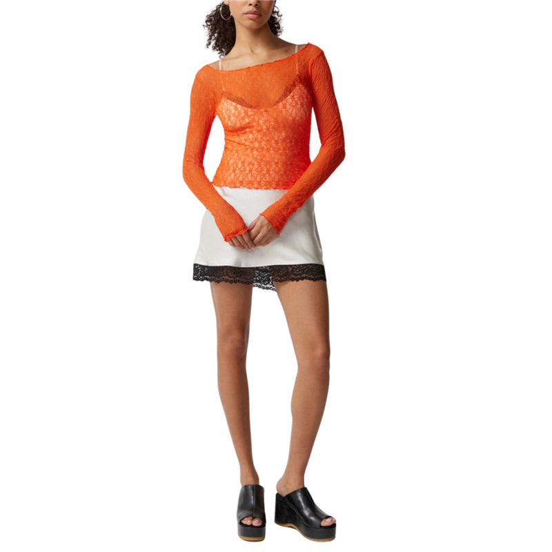Lace Tops for Women y2k Clothes Sheer See Through Round Neck Long Sleeve Ruched T Shirt 2000s Clothing Party Clubwear voguable