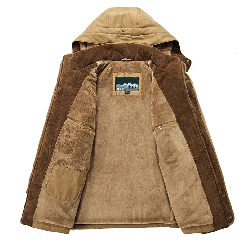 Men Thick Warm Trench Winter Parka Men Fleece Hooded Winter Jacket Coat Military Cargo Jackets Mens Plus Size Velvet Warm Coat voguable