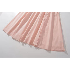 Voguable  Elegant Women Sexy Cross Lacing Up Bandage Back Pink Sling Dresses Summer Sleeveless Slit Hem Female Party Midi Robe voguable