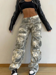 Camouflage Cargo Pants Women Fashion Multiple Pockets Loose Long Pant Femme Street High Waist Jeans Woman Trousers Autumn voguable