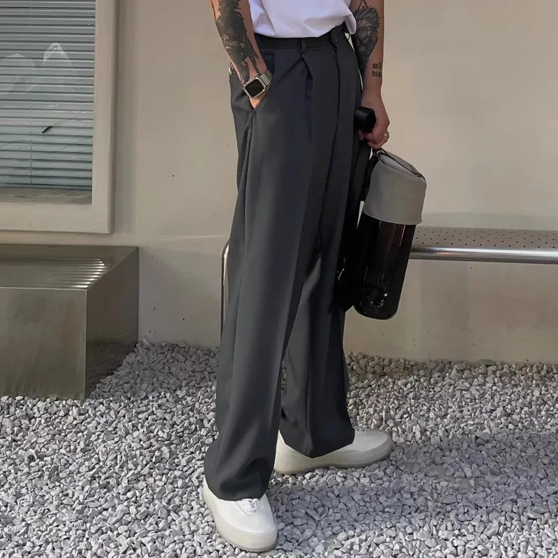 Voguable Gray Suit Pants Men Fashion Business Society Men Dress Pants Korean Loose Straight Pants Men Office Formal Trousers M-2XL voguable