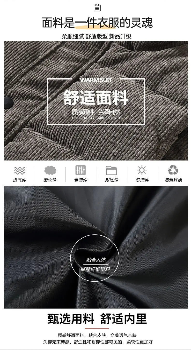 Vests Jacket Men Autumn Winter Stand Collar Warm Sleeveless Leisure Down Cotton-Padded Vest Coat Thickened Corduroy Warm Coat voguable