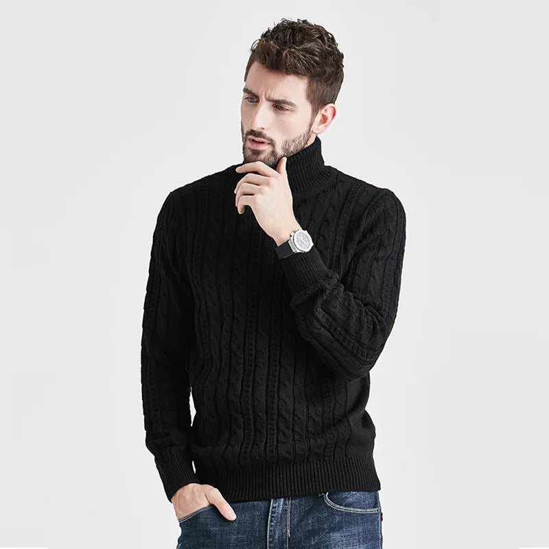 Boys Red Vintage Sweaters Winter Winter Striped Turtleneck Men Long Sleeve Pullovers Loose Knitted Knit Top Oversized Knitwear