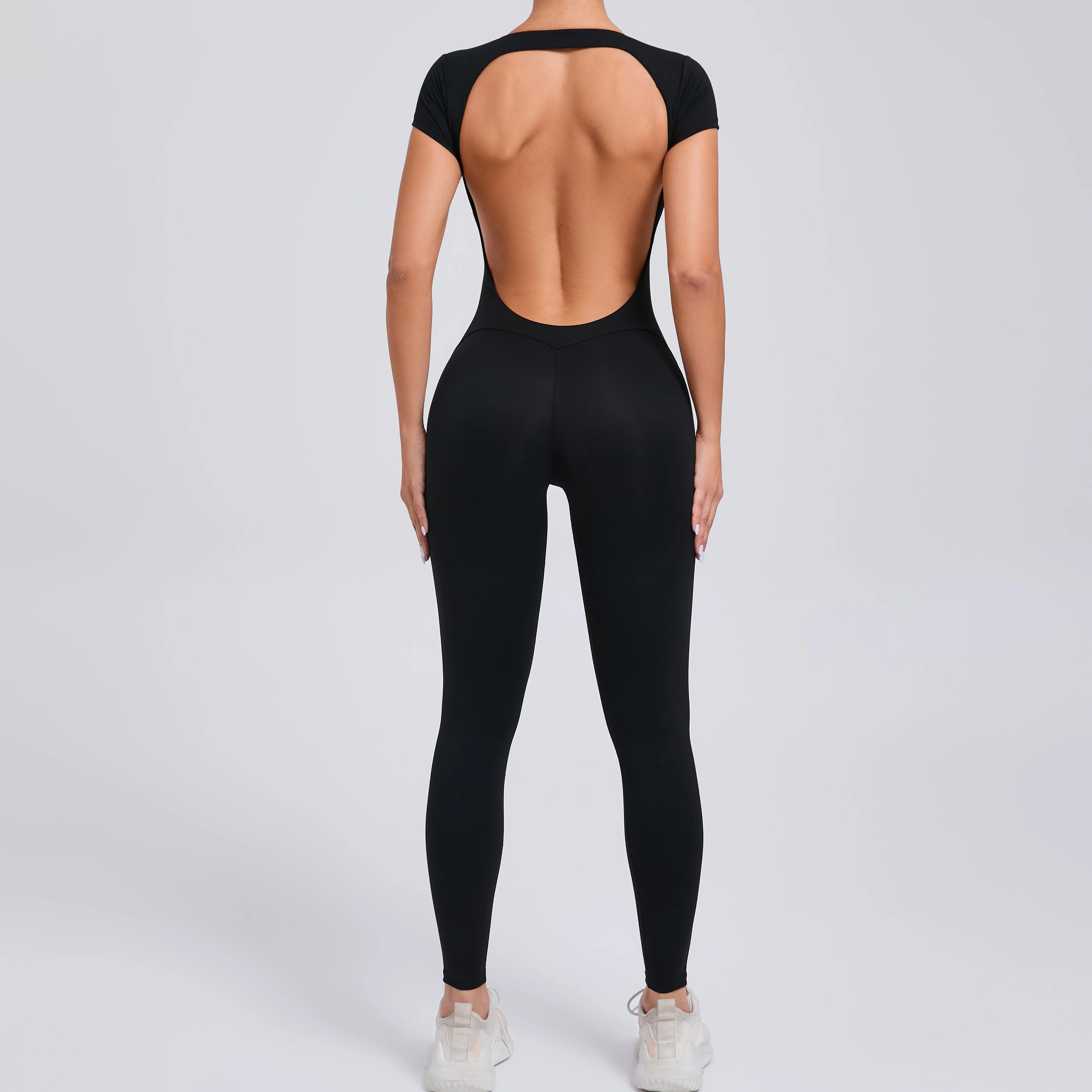Voguable  One-piece Yoga Padded Backless Suit Female Rompers Quick Dry Yoga Clothing Workout Bodysuits Scrunch Sports Jumpsuit Women voguable