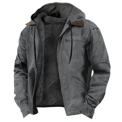 Winter New Men Casual Jackets Hooded Zipper Pocket Fashion Solid Color Fleece Warm Outerwear Male Outdoor Hooded Hoodie Coats voguable